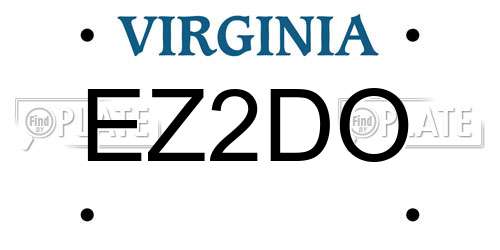 EZ2DO Virginia License Plate