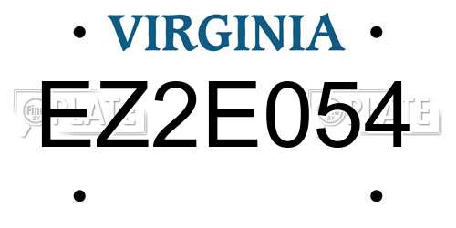 EZ2E054 Virginia License Plate