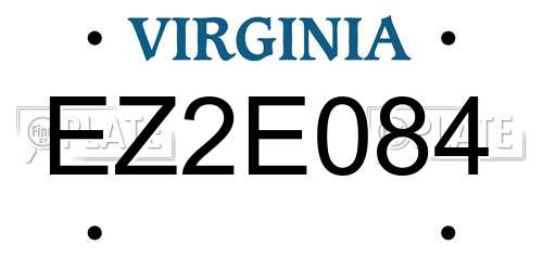 EZ2E084 Virginia License Plate