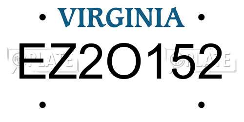 EZ2O152 Virginia License Plate