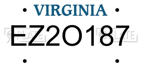 EZ2O187 Virginia License Plate