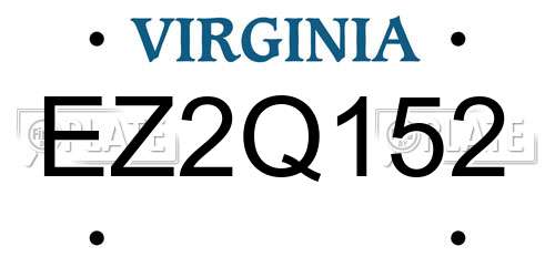 EZ2Q152 Virginia License Plate