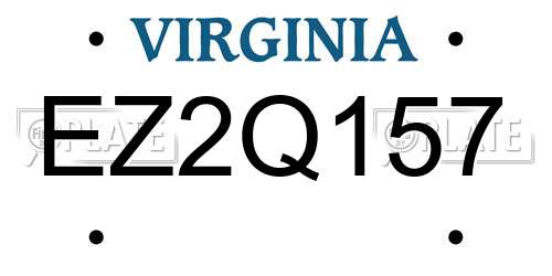 EZ2Q157 Virginia License Plate