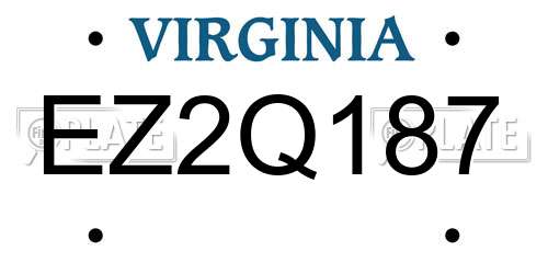 EZ2Q187 Virginia License Plate