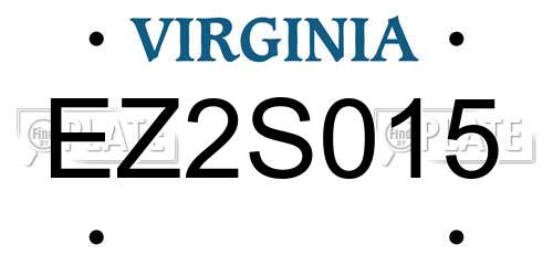 EZ2S015 Virginia License Plate
