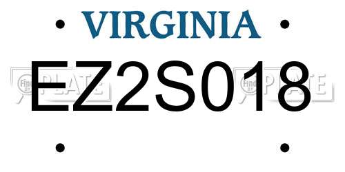 EZ2S018 Virginia License Plate