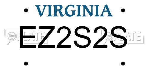 EZ2S2S Virginia License Plate