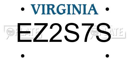 EZ2S7S Virginia License Plate