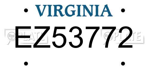 EZ53772 Virginia License Plate