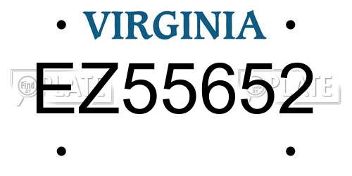 EZ55652 Virginia License Plate