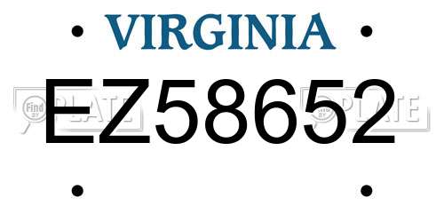 EZ58652 Virginia License Plate