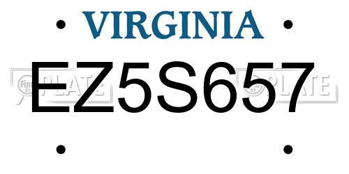 EZ5S657 Virginia License Plate