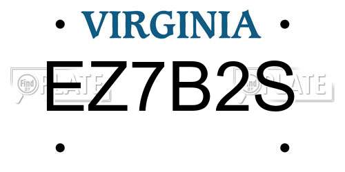 EZ7B2S Virginia License Plate