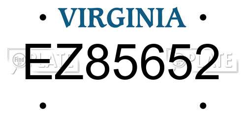 EZ85652 Virginia License Plate