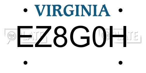 EZ8G0H Virginia License Plate