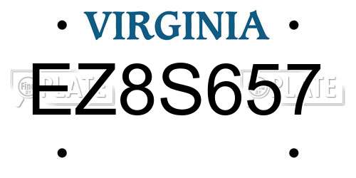 EZ8S657 Virginia License Plate