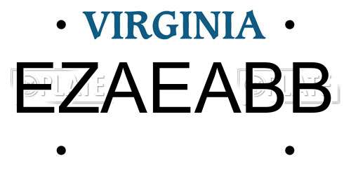 EZAEABB Virginia License Plate