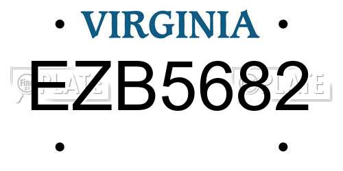 EZB5682 Virginia License Plate