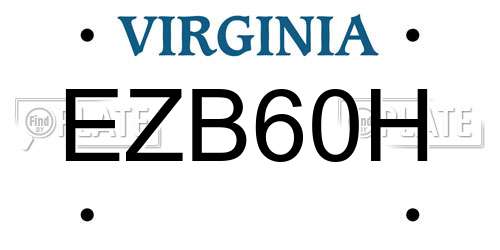 EZB60H Virginia License Plate