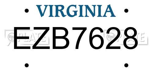 EZB7628 Virginia License Plate