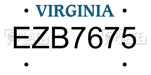 EZB7675 Virginia License Plate