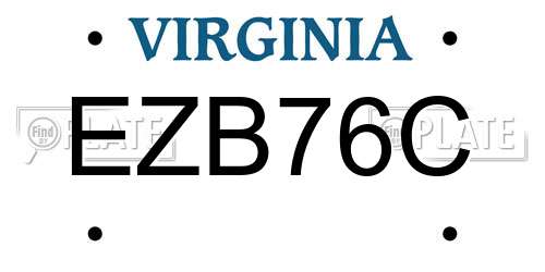 EZB76C Virginia License Plate