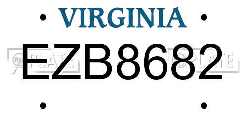 EZB8682 Virginia License Plate