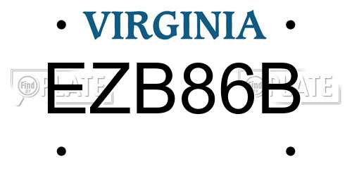 EZB86B Virginia License Plate