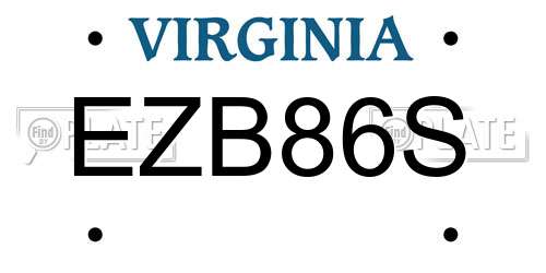 EZB86S Virginia License Plate