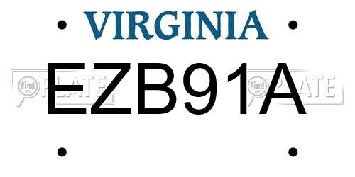 EZB91A Virginia License Plate