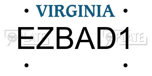 EZBAD1 Virginia License Plate