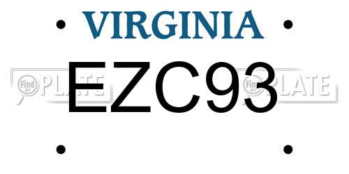 EZC93 Virginia License Plate