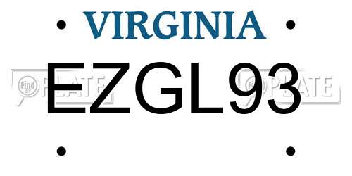 EZGL93 Virginia License Plate