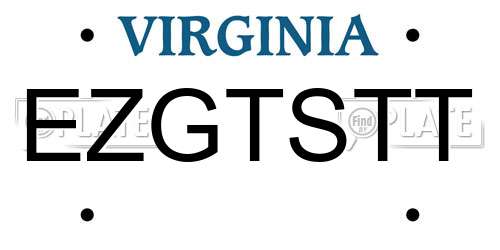 EZGTSTT Virginia License Plate
