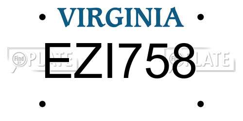 EZI758 Virginia License Plate