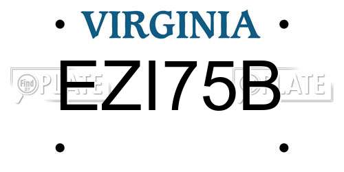 EZI75B Virginia License Plate