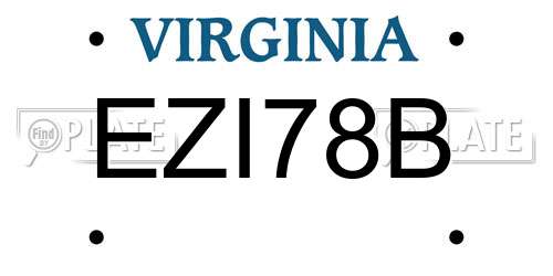 EZI78B Virginia License Plate