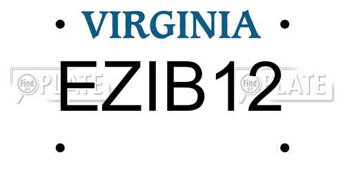 EZIB12 Virginia License Plate