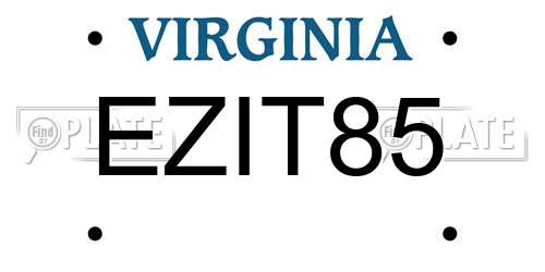 EZIT85 Virginia License Plate