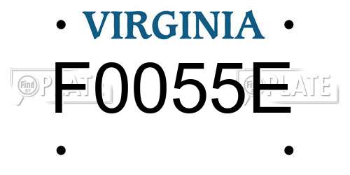 F0055E Virginia License Plate