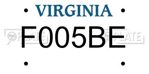 F005BE Virginia License Plate