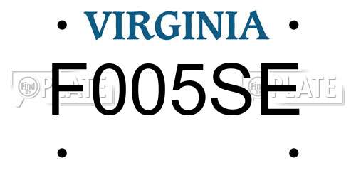F005SE Virginia License Plate
