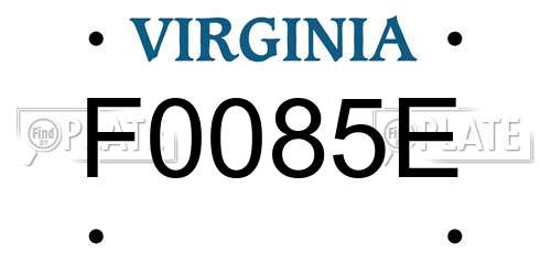 F0085E Virginia License Plate