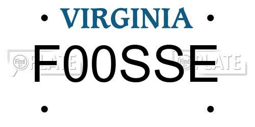 F00SSE Virginia License Plate