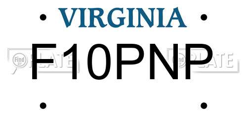 F10PNP Virginia License Plate