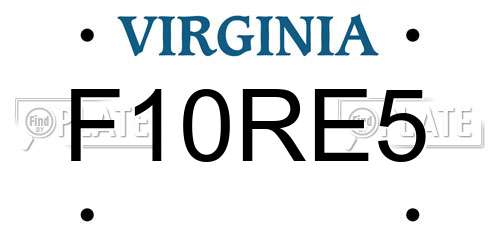 F10RE5 Virginia License Plate