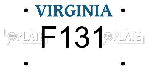 F131 Virginia License Plate