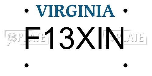 F13XIN Virginia License Plate