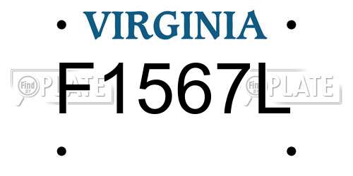 F1567L Virginia License Plate