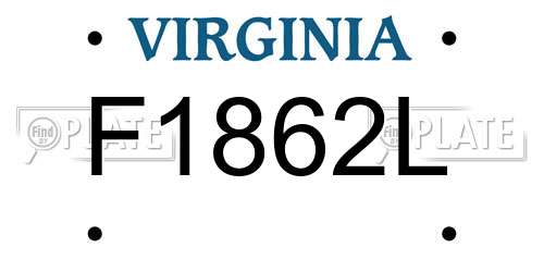 F1862L Virginia License Plate